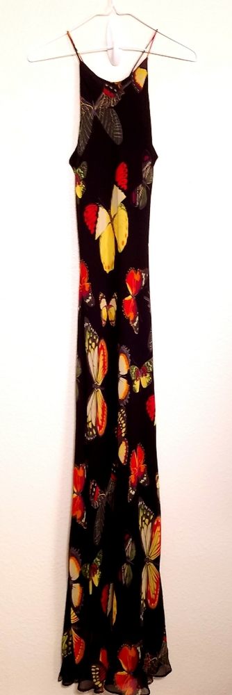 Cashe` Floor Length 100% Silk Butterfly Dress 6